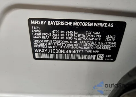 2022 BMW X2 xDrive28I z USA, uszkodzony, nr VIN WBXYJ1C08N5U64071